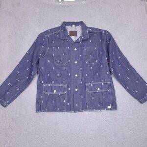 Agave Denim Co Chore Coat Jacket Adult Medium Blue Skull Pattern Shacket